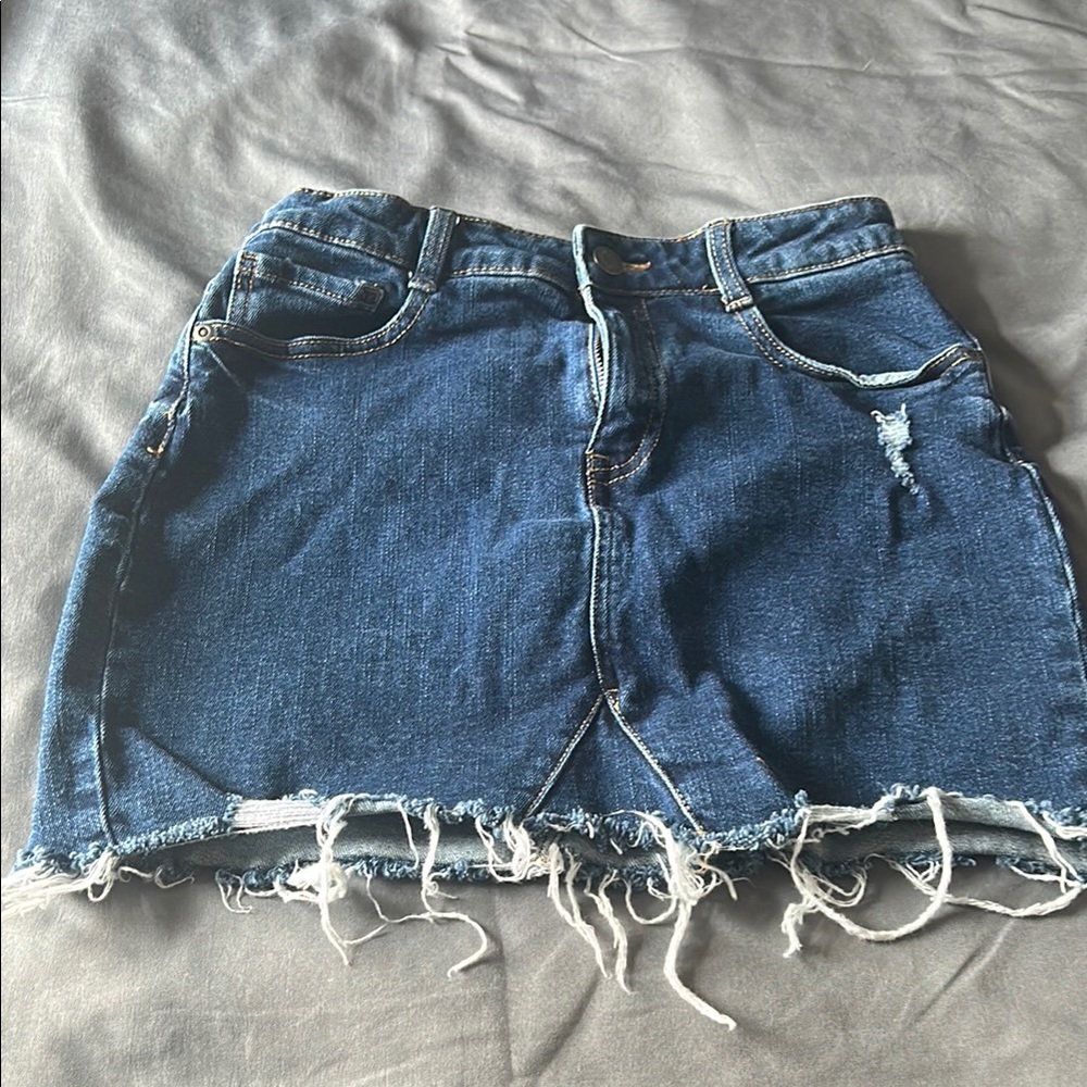 Girls Distressed Denim Mini Skirt